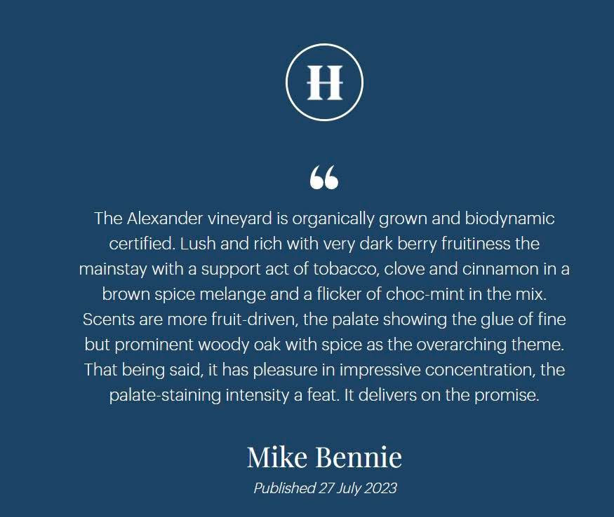 Shiraz, Mount Horrocks, `Alexander Vineyard`, Watervale, 2022, Australia