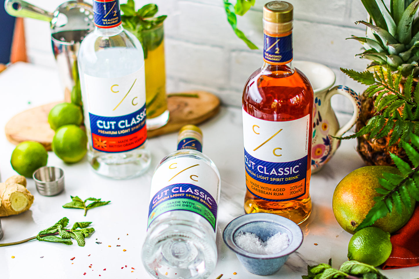 Lower Alcohol, Cut Classics, Light Spirits Collection Trio Gin, Rum, & Vodka 3x70cl 20%