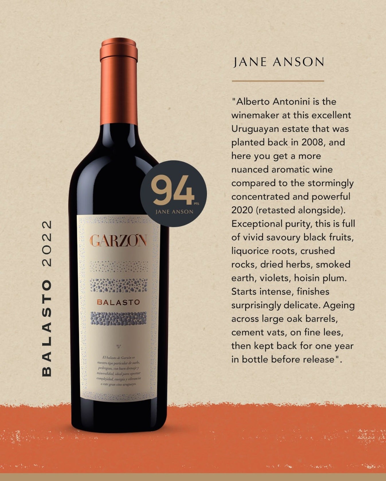 Tannat, Badoga Garzon 'Balasto', Uruguay