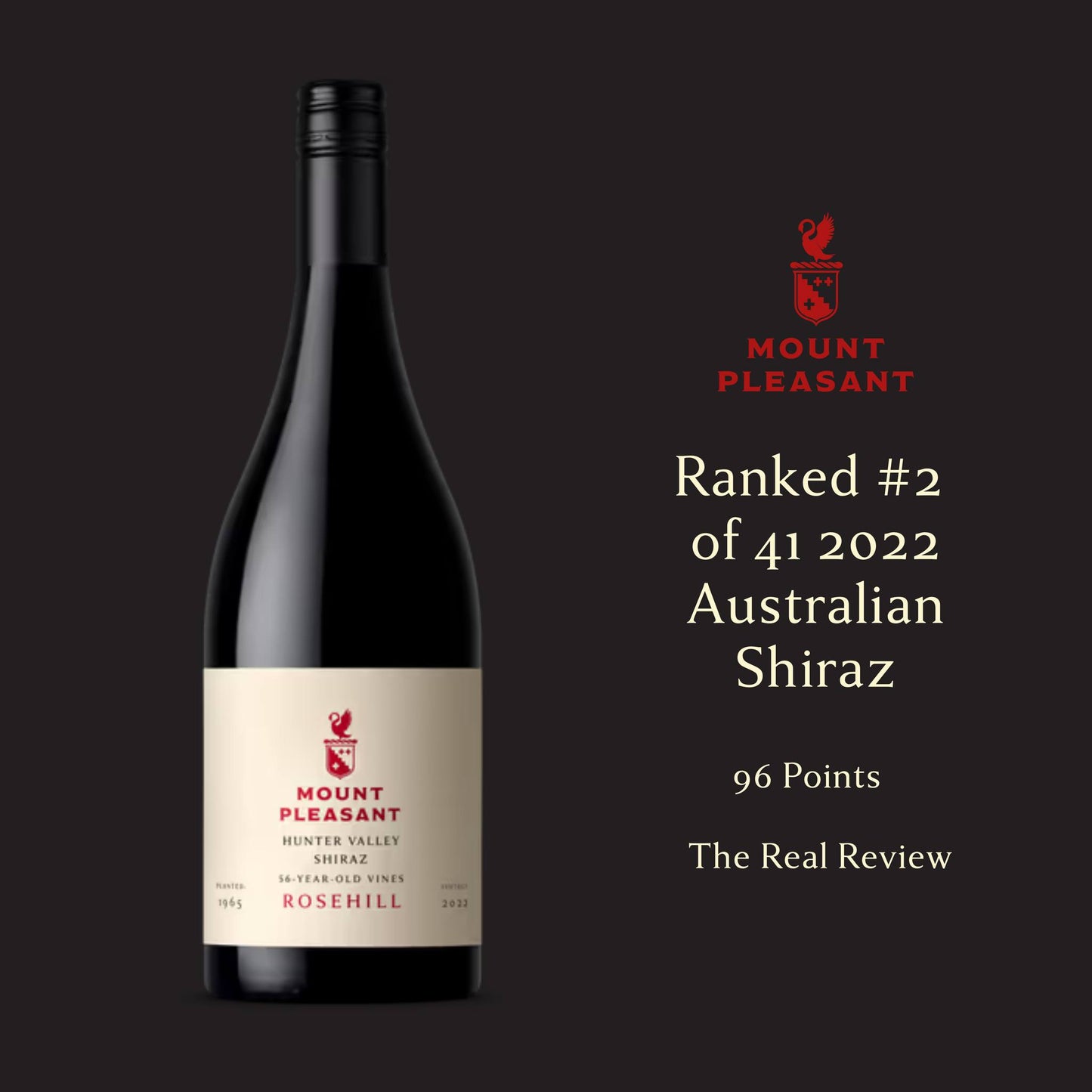 Shiraz, Mount Pleasant, `Rosehill` Hunter Valley, 2019, Australia